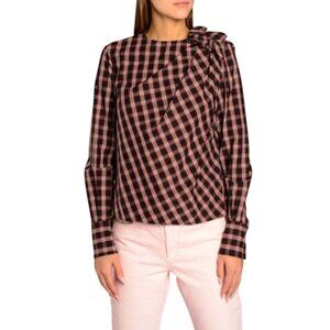 Isabel Marant Etoile Olympe Plaid Check Blouse Top Shirt Womens 40 8 Black Red